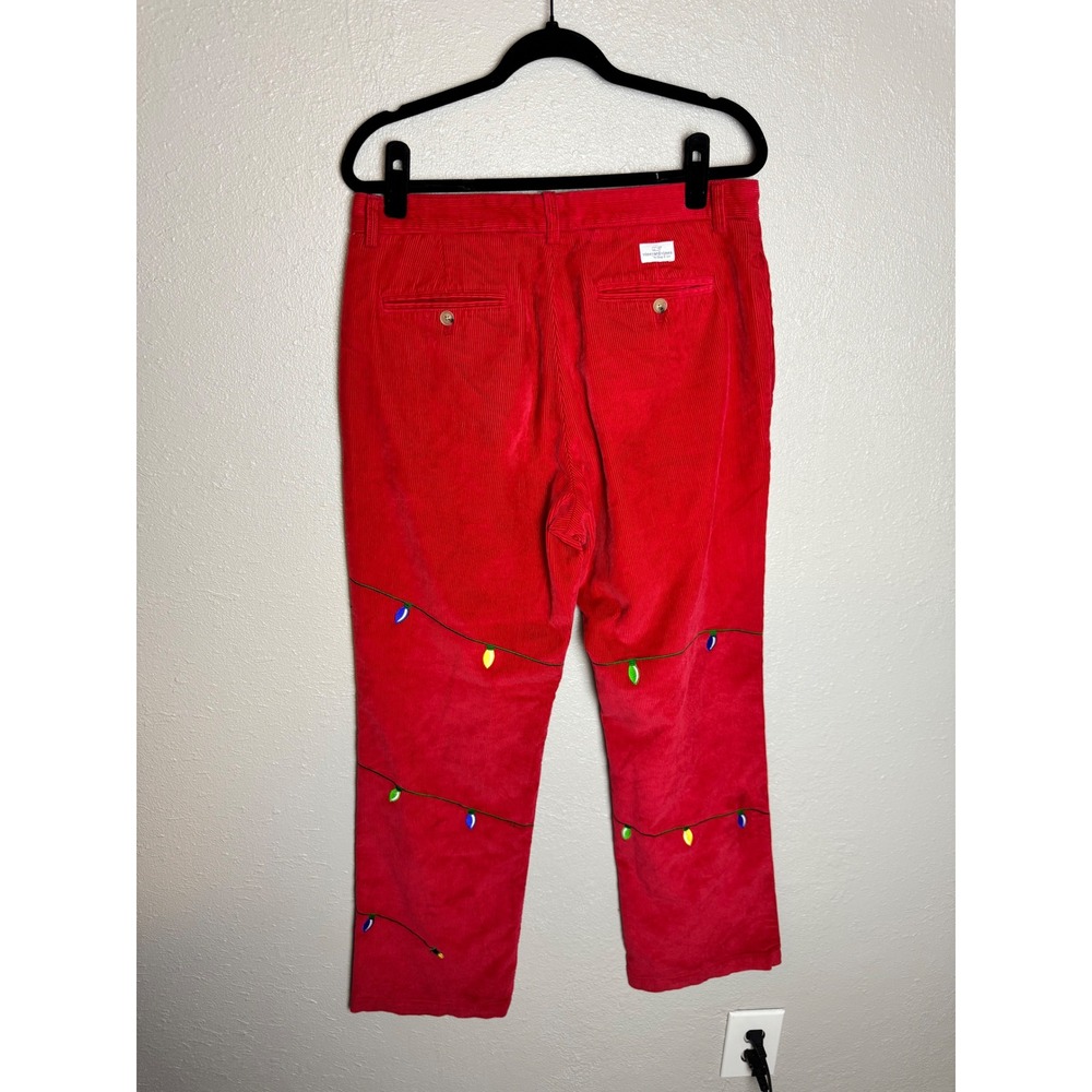 Vineyard Vines Men Red‎ Corduroy Christmas Light Pants Holiday Embroidered 33x32 - Picture 5 of 5